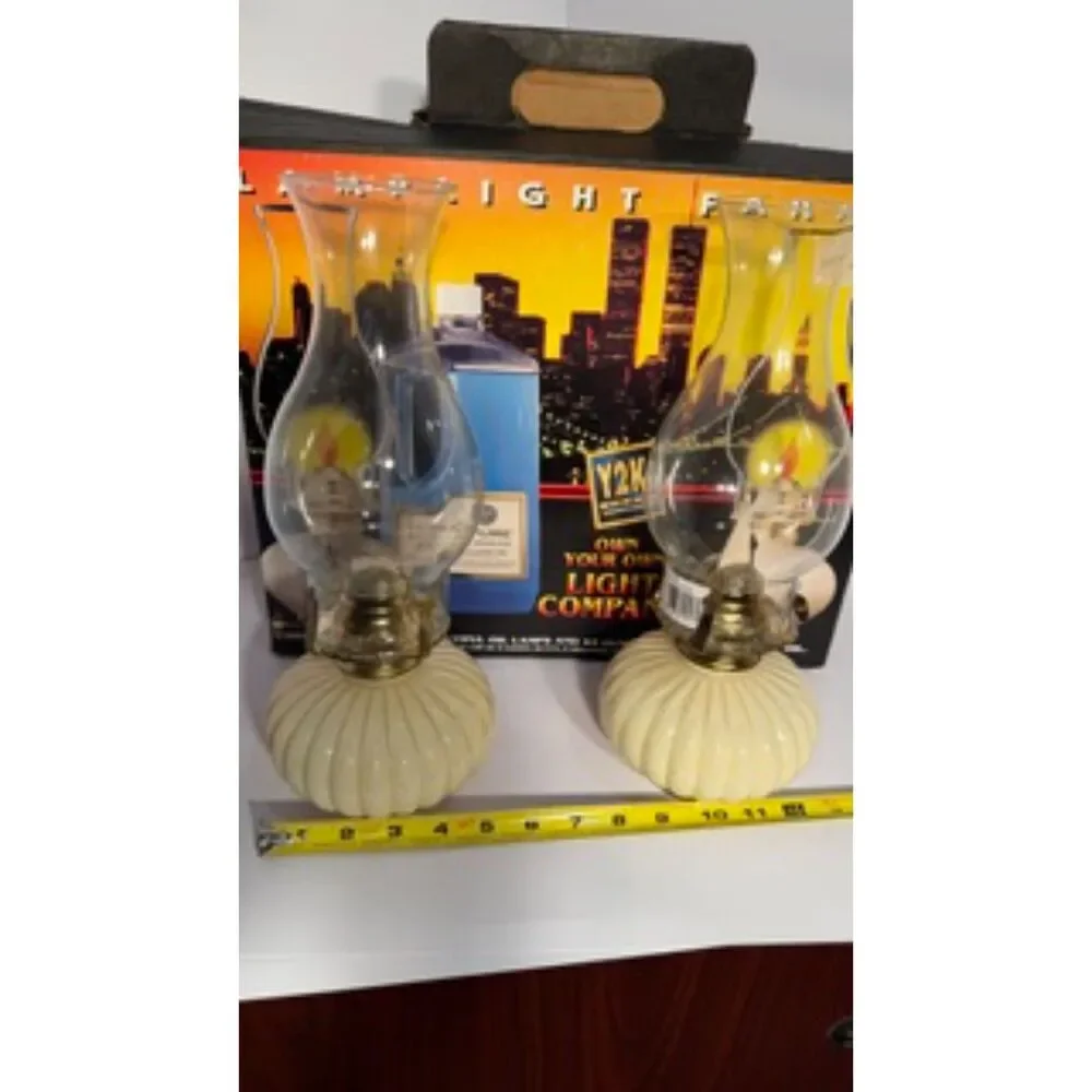 Y2K Ultra-Pure Pumpkin Oil Lamps Lanterns Set of 2 w/ Original Box Fall Decor